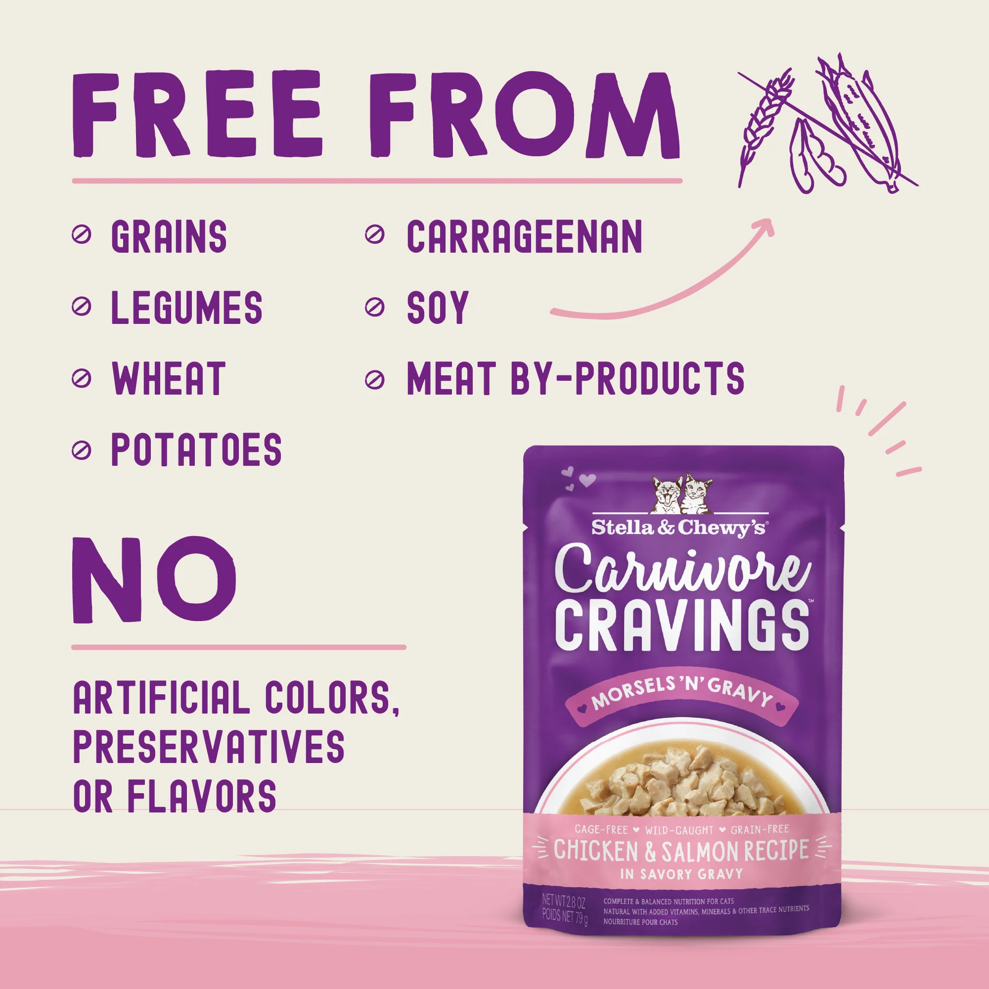 Carnivore Cravings Morsels'N'Gravy Chicken & Salmon Recipe for Cats - Image 3