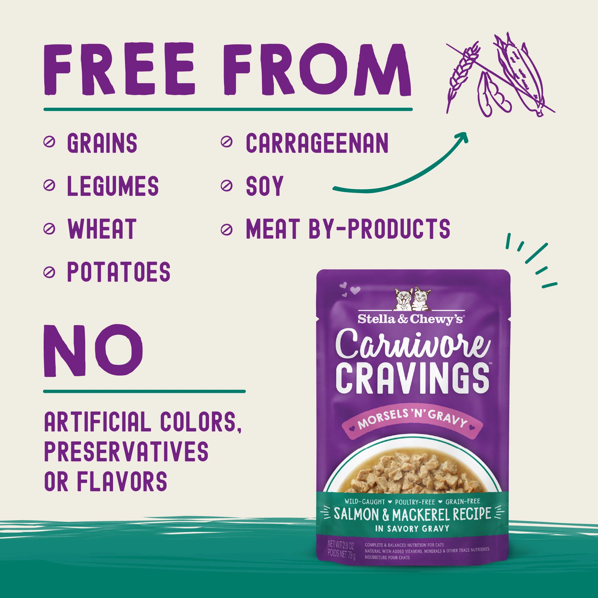 Carnivore Cravings Morsels'N'Gravy Salmon & Mackerel Recipe for Cats - Image 3