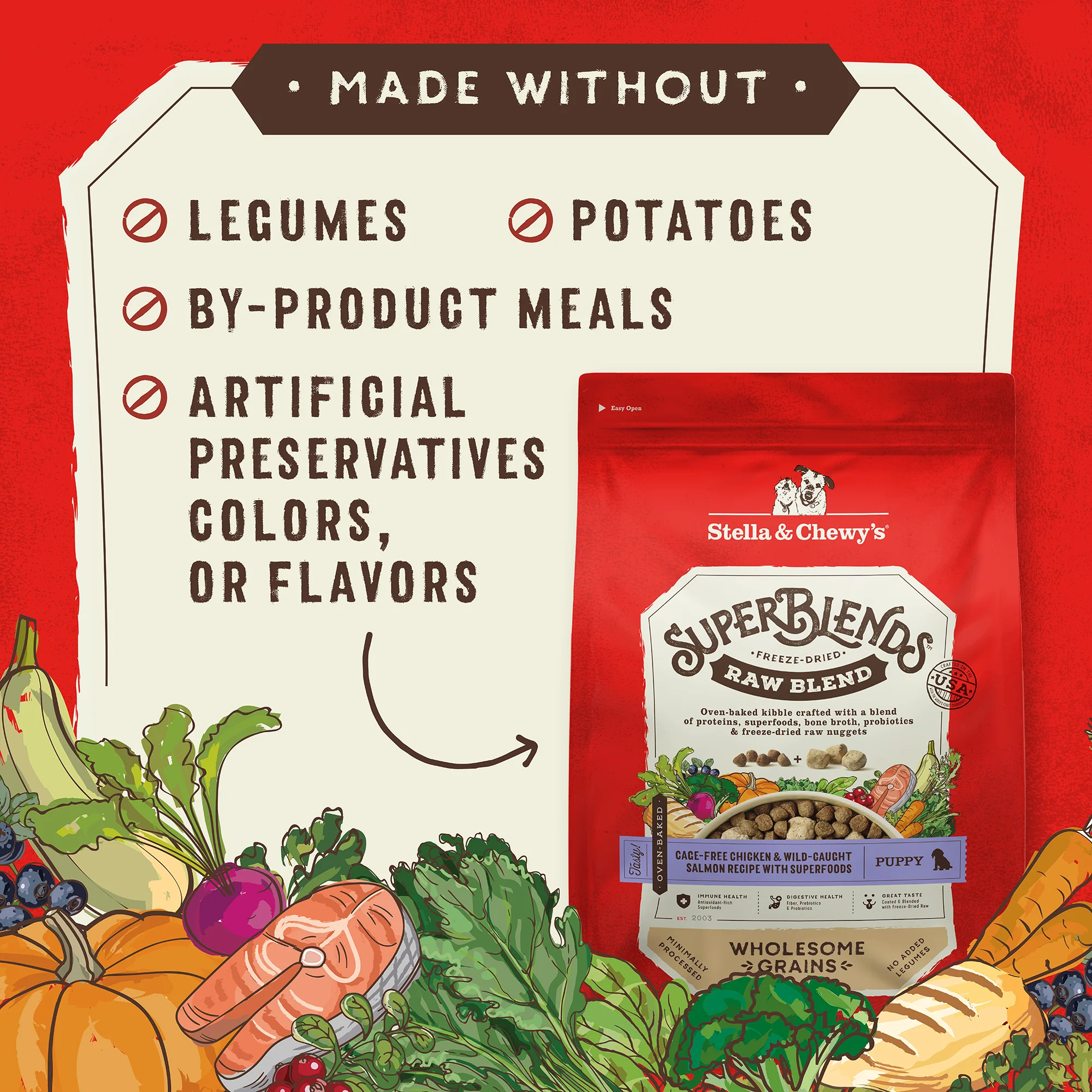 SuperBlends Raw Blend Puppy Kibble: Chicken, Salmon + Superfoods for Dogs - Image 5