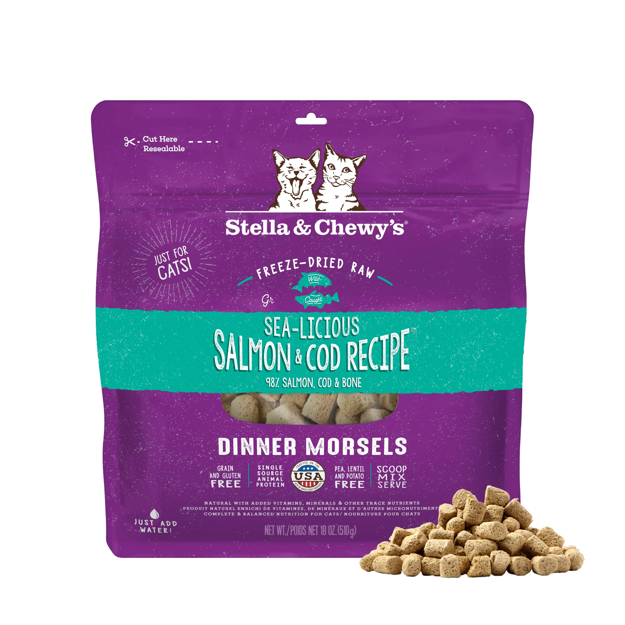 Sea-Licious Salmon & Cod Freeze-Dried Raw Dinner Morsels for Cats - Image 3