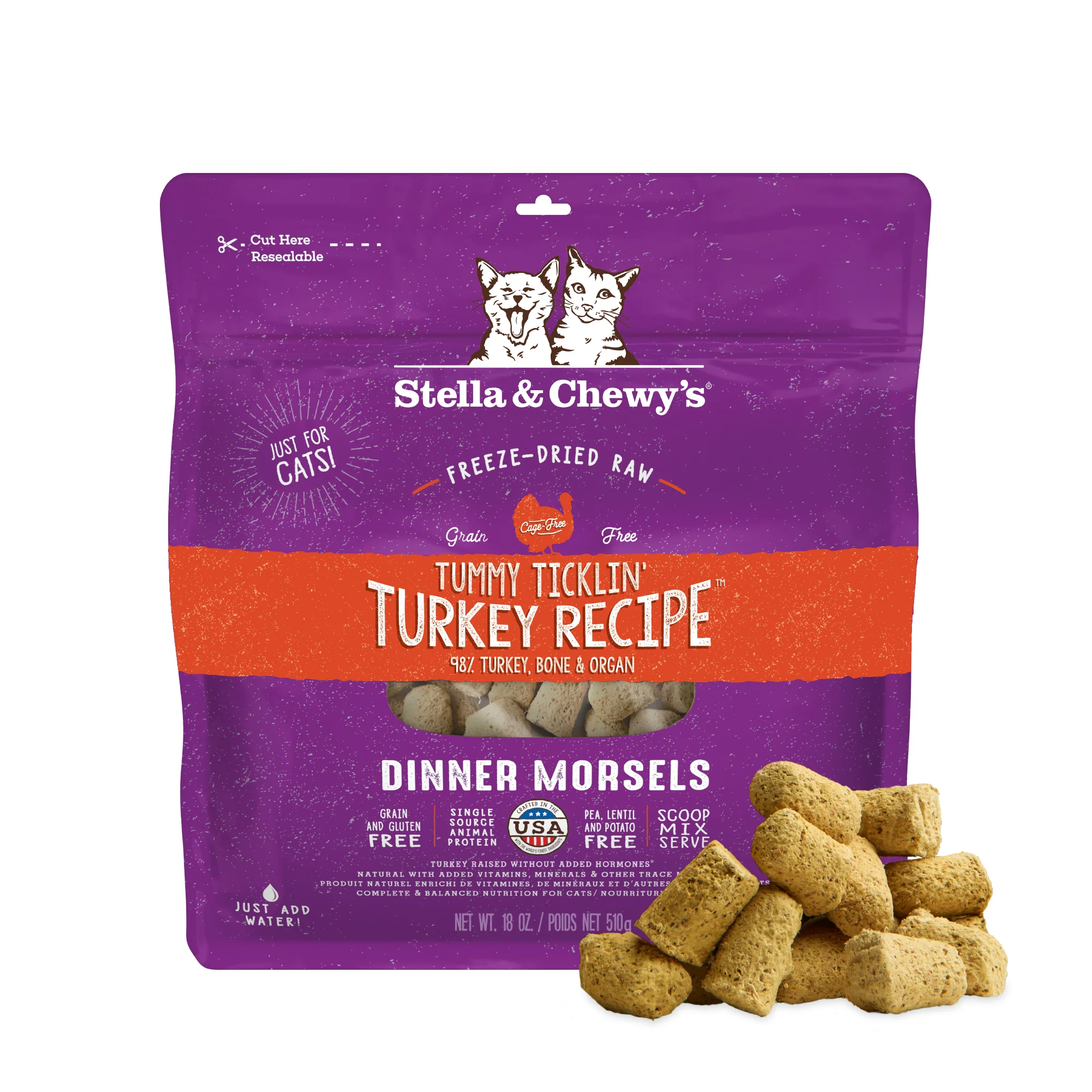 Tummy Ticklin’ Turkey Freeze-Dried Raw Dinner Morsels for Cats - Image 3